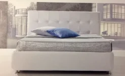 Letto imbottito con contenitore Domino - matrimoniale Artigianale a prezzo ribassato