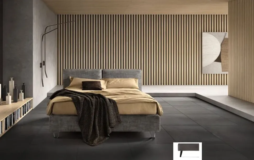 Letto imbottito con giroletto Form compatto Samoa a prezzo scontato