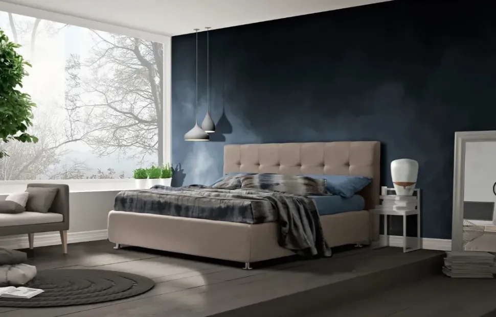 Letto imbottito modello Domino di Artigiana letti scontato 35%