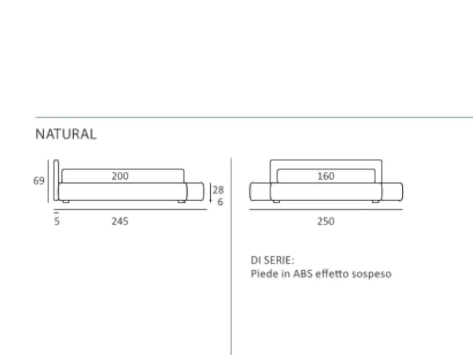 Letto imbottito modello Natural di Samoa scontato 35%