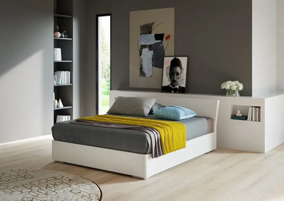 Letto in laccato con contenitore Letto-matrim. mod.colorado con box-cont.-scontato del 30% Giessegi a prezzo scontato