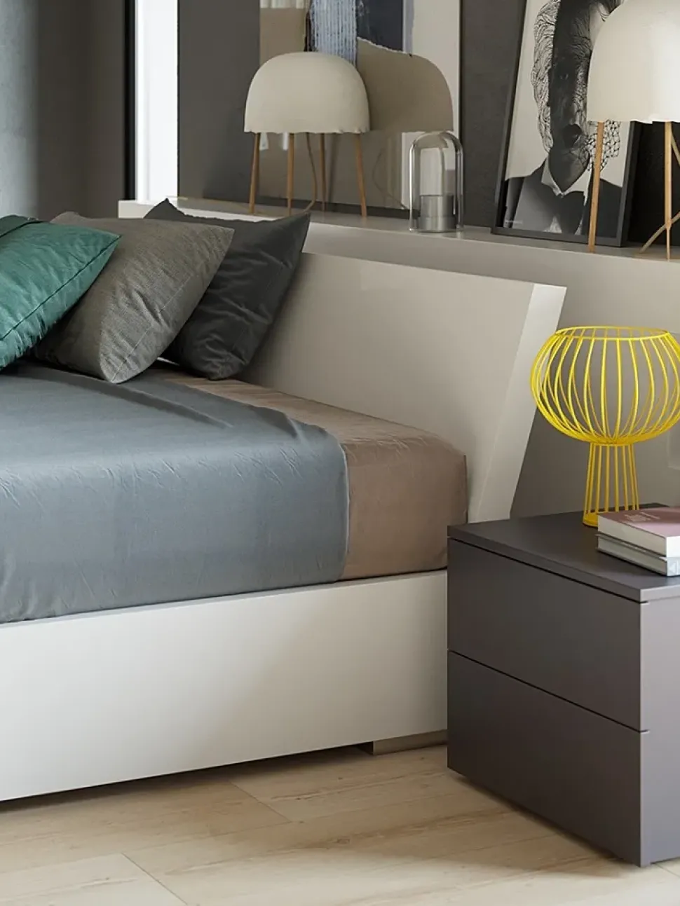 Letto in laccato con contenitore Letto-matrim. mod.colorado con box-cont.-scontato del 30% Giessegi a prezzo scontato
