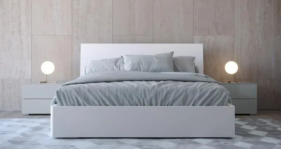 Letto in laccato con contenitore Letto-matrim. mod.colorado con box-cont.-scontato del 30% Giessegi a prezzo scontato