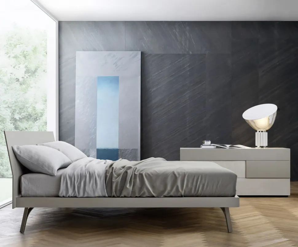 Letto in laccato con gambe Folio graphic Sangiacomo a prezzo ribassato