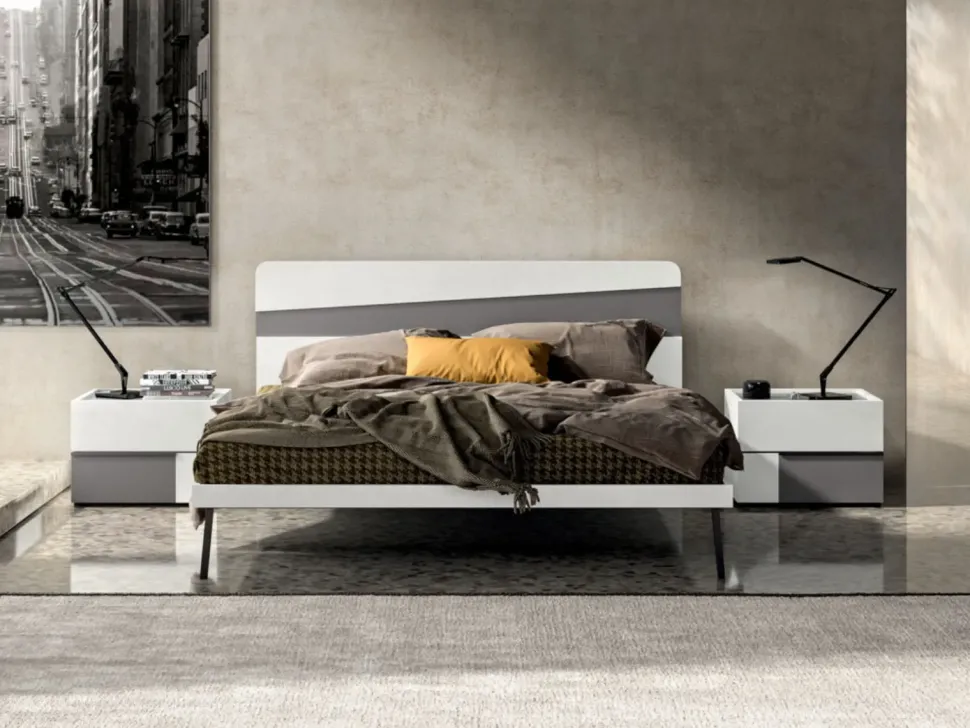 Letto in legno con giroletto Treos Zg mobili a prezzo scontato