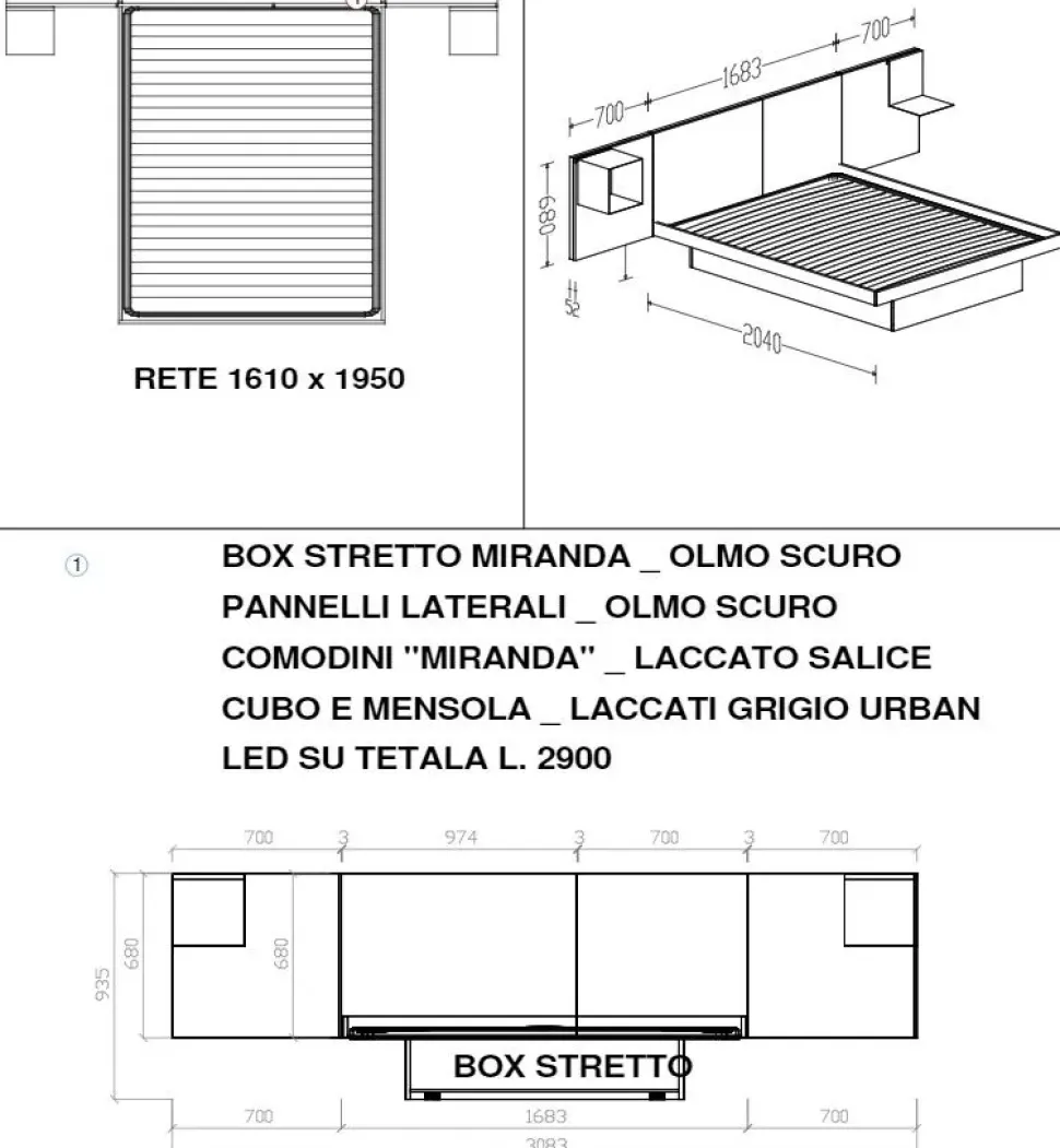 Letto in legno modello Miranda di Tagliabue mobili scontato 33%