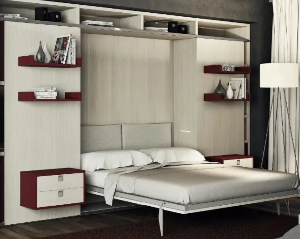 LETTO Letto a scomparsa matrimoniale ante scorrevoli soggiorno Artigianale in OFFERTA OUTLET - 22%