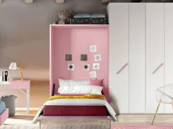 Letto Letto a scomparsa per ragazzi una piazza e mezza, colore cipria di Artigianale scontato del 46%