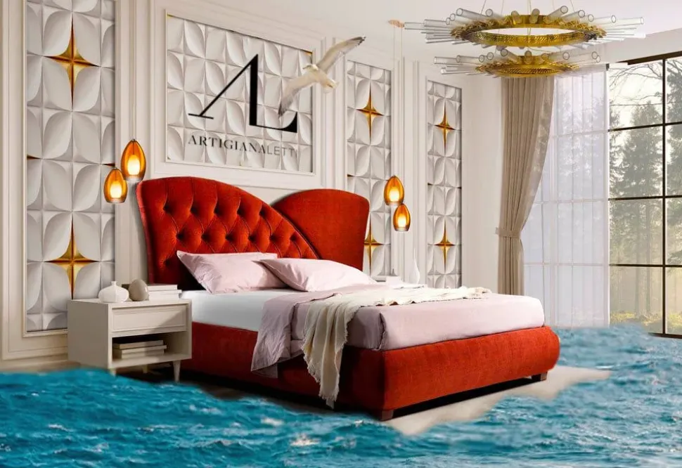 Letto matrimoniale con contenitore Letto matrimoniale mod. gabbiano in promo-sconto del 50% Artigiana letti a prezzo scontato