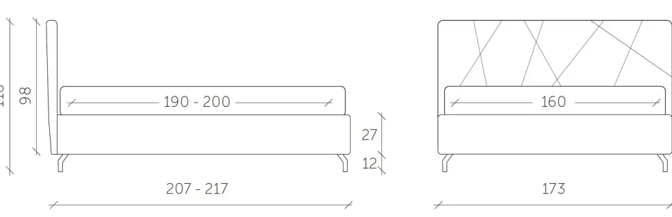 Letto matrimoniale con piedini Chiara con rete di struttura a prezzo riservato