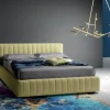 Letto matrimoniale imbottito Samoa Bside. Design moderno, gambe in legno. Prezzo ribassato!