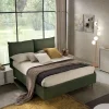 Letto matrimoniale moderno Letto matrimoniale mod.bristol completo di box-contenitore rivestito in tessuto colore verde in promo-sconto del 35% Gierre mobili a prezzo ribassato