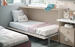 Letto moderno a scomparsa. Finitura tortora. Artigianale. Prezzo ribassato.