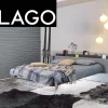 Letto moderno con piedini Vele bed lago Lago a prezzo ribassato