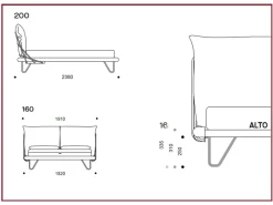 Letto moderno con piedini Zenit di alto letti tessili Artigianale a prezzo scontato