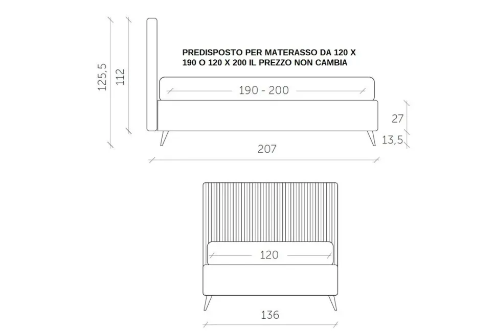 Letto piazza e mezzo con contenitore Letto contenitore velluto extra luxury Md work a prezzo ribassato