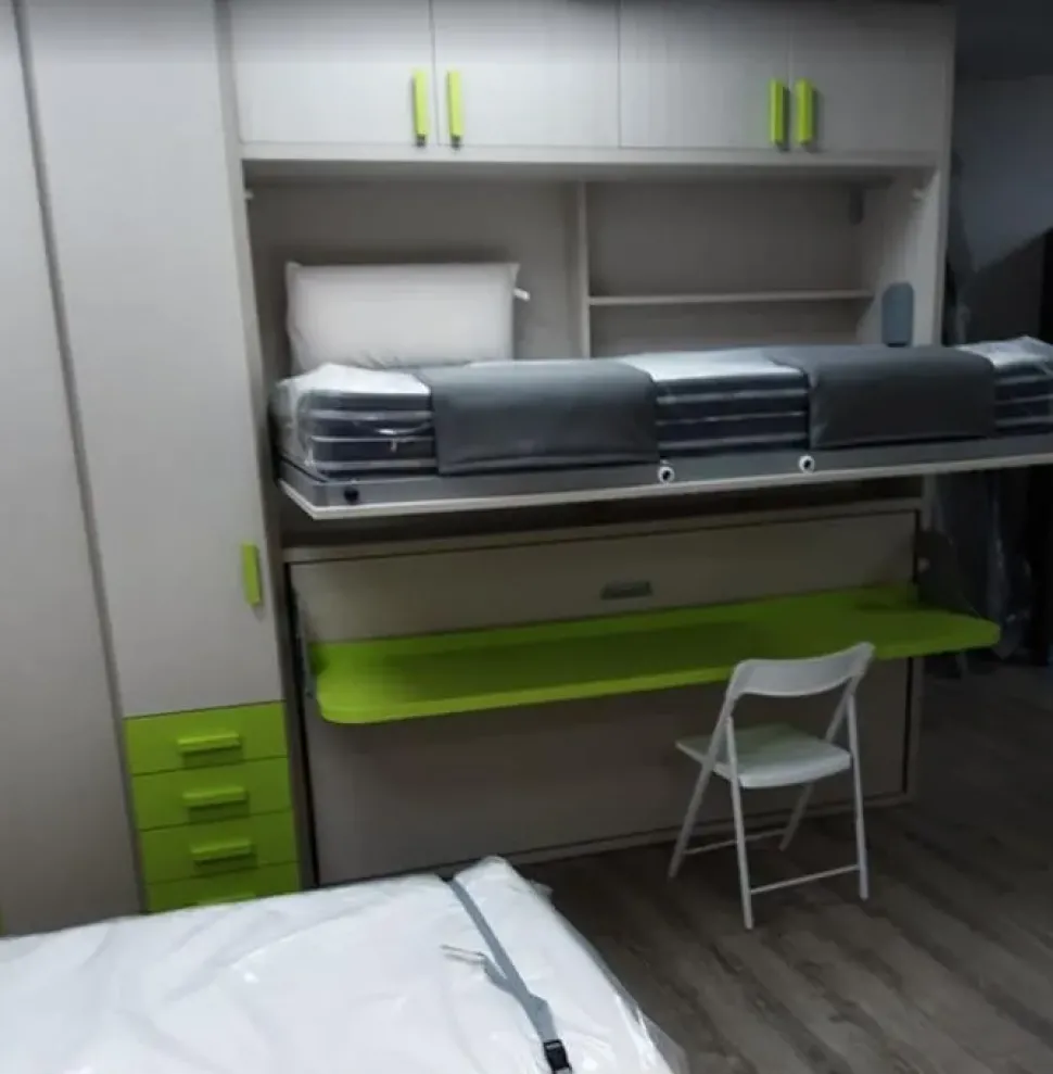 Letto singolo Letto a castello larice verde acido Artigianale con un ribasso IMPERDIBILE