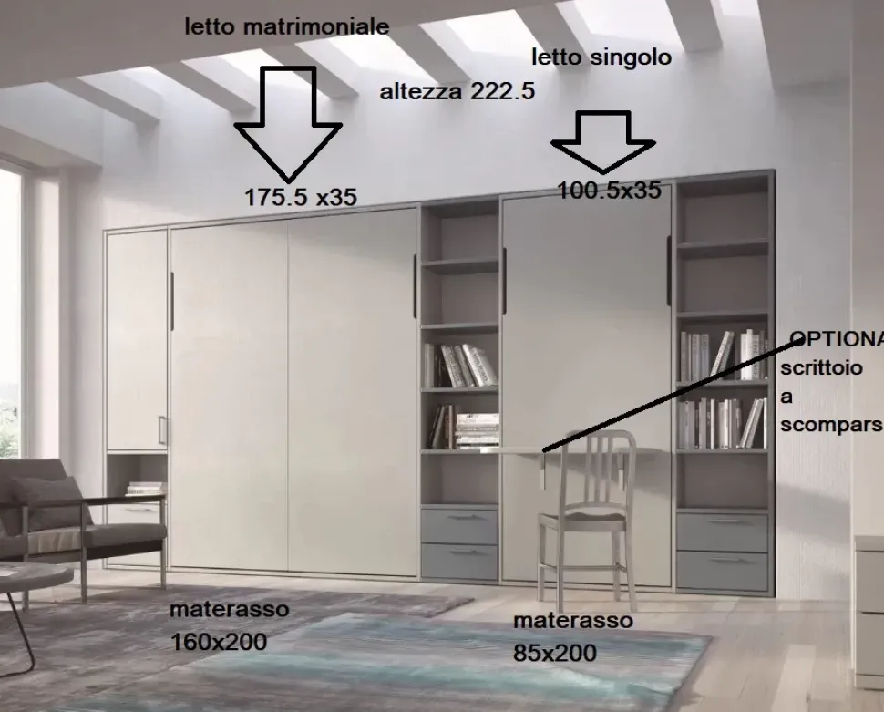 Letto singolo moderno Basic singolo Spinelli a prezzo scontato