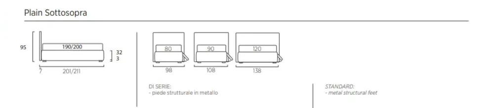 Letto singolo Plain sottosopra Samoa con uno sconto IMPERDIBILE