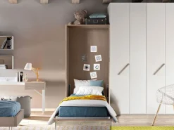 Letto Verticale a scomparsa in finitura gessato canapa. Prezzo Outlet!