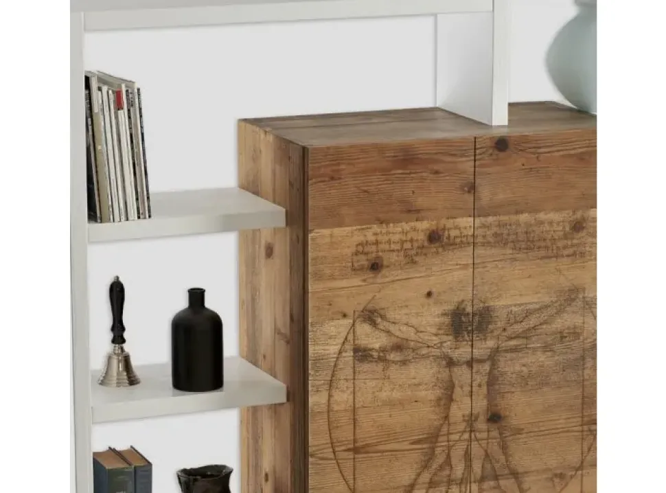 Libreria in stile design Dialma brown in legno Offerta Outlet