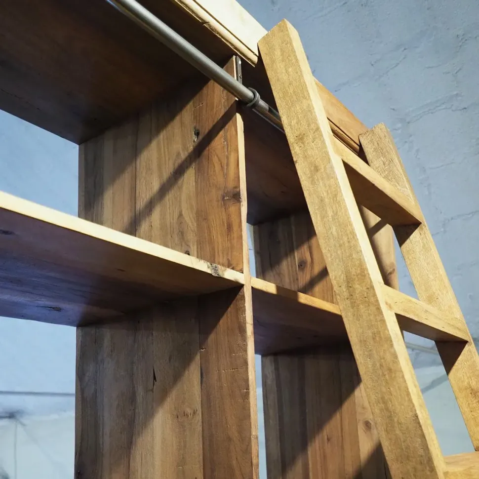 Libreria Libreria legno con scala Outlet etnico in stile moderno a prezzi convenienti