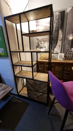 Libreria Outlet etnico in legno scontata -58%: scopri Libreria rennes natural con 2 cassetti