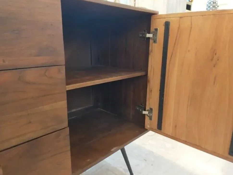 Madia di Outlet etnico in legno Madia ante e tre cassetti rennes industrial in legno in Offerta Outlet