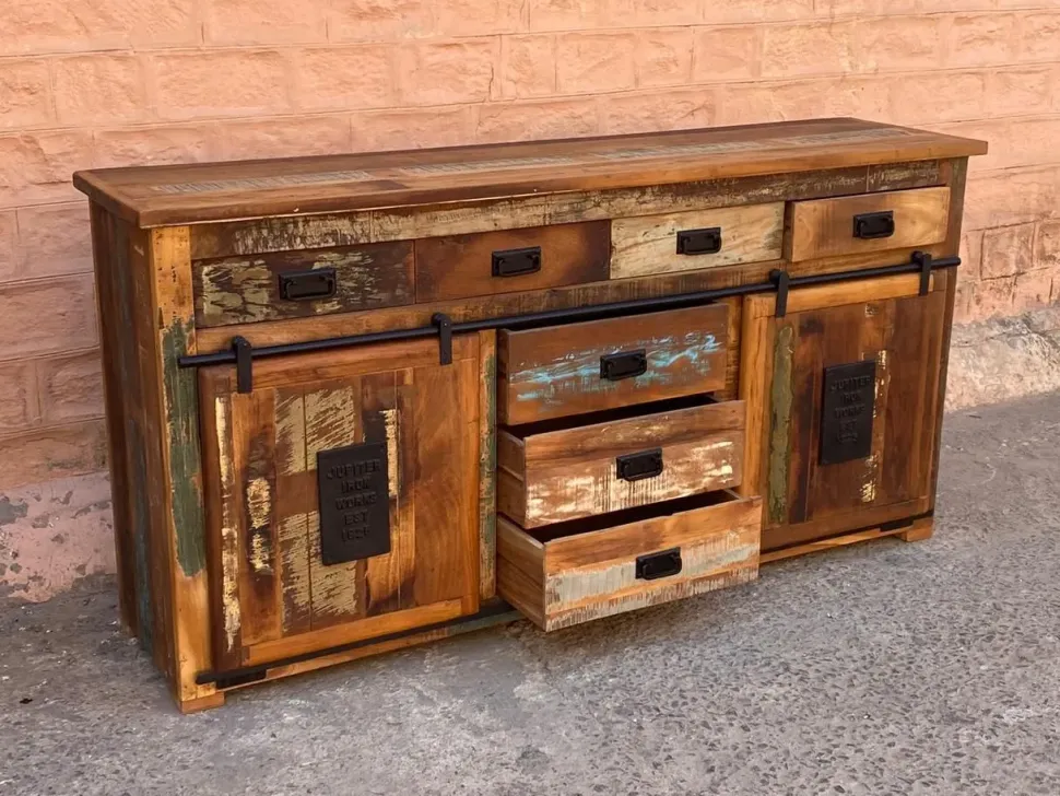 Madia in stile moderno madia industrial jupiter legno recicle di Outlet etnico a prezzo Outlet