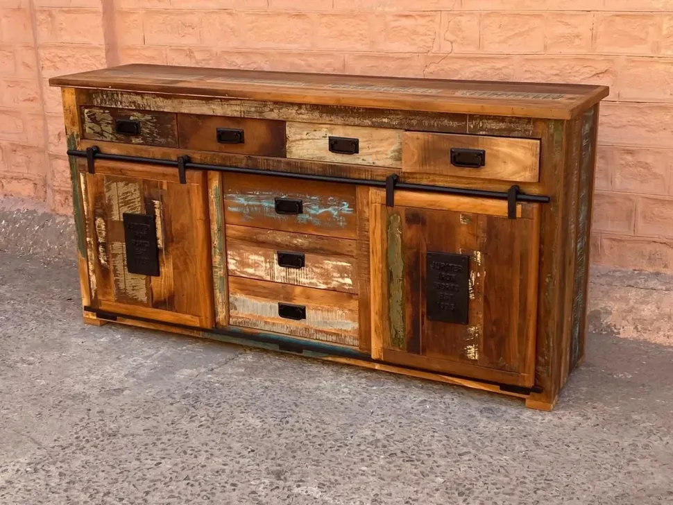 Madia in stile moderno madia industrial jupiter legno recicle di Outlet etnico a prezzo Outlet