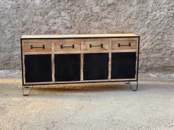 Madia M,adia credenza industrial legno e ferro 4 ante 4 cassetti di Outlet etnico con forte sconto