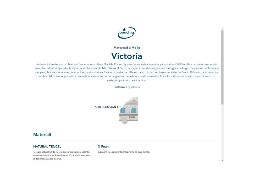 Materasso Bedding Victoria * SCONTATO