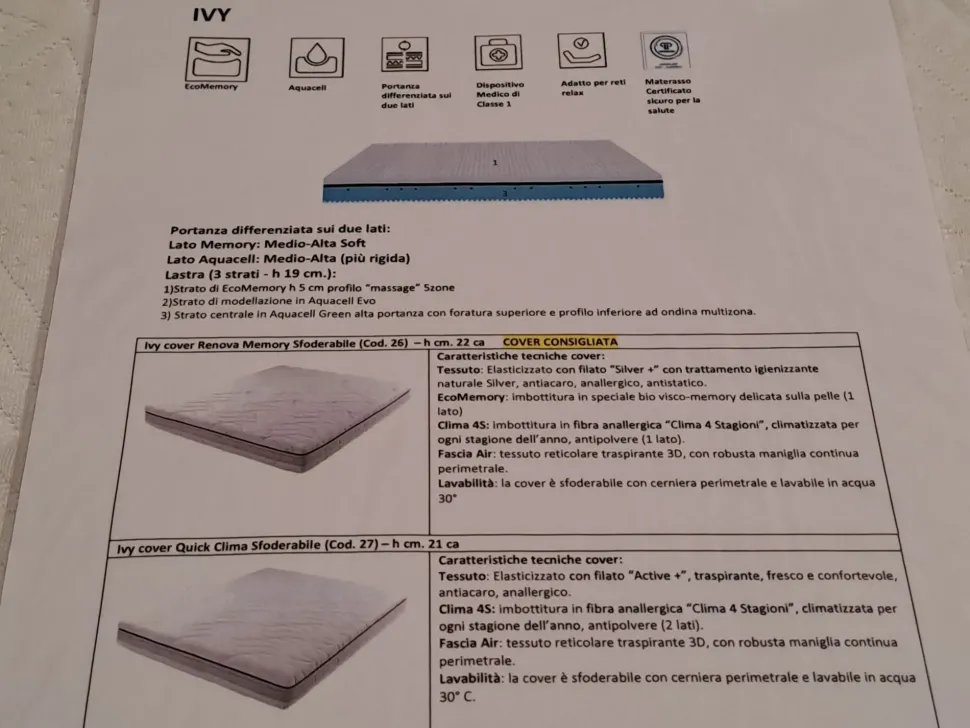 Materasso Morfeus Materasso morfeus modello ivy ecomemory con acquacell memory a prezzo ribassato