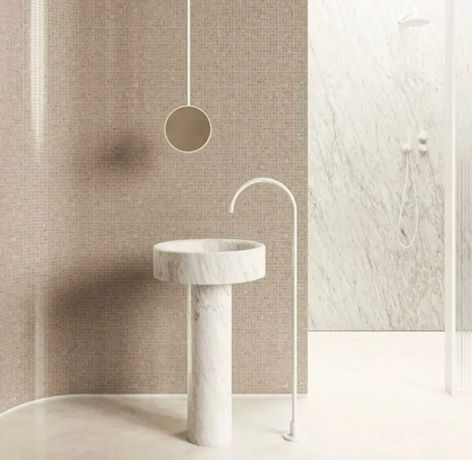 Mobile arredo bagno A terra Md work Lavabo in vero marmo carrara con sconto