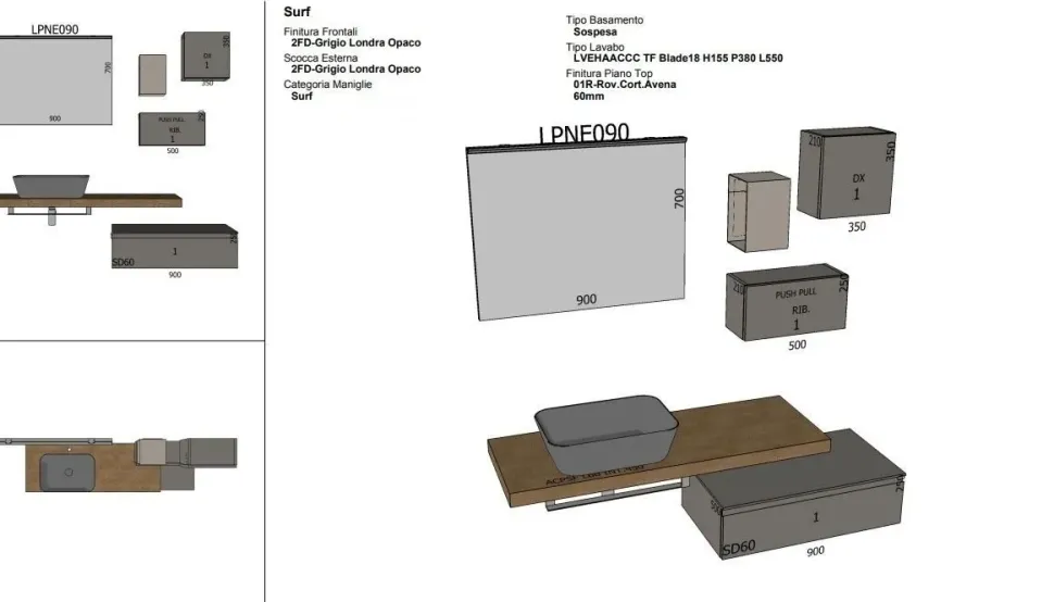Mobile arredo bagno Sospeso Baxar Surf in offerta