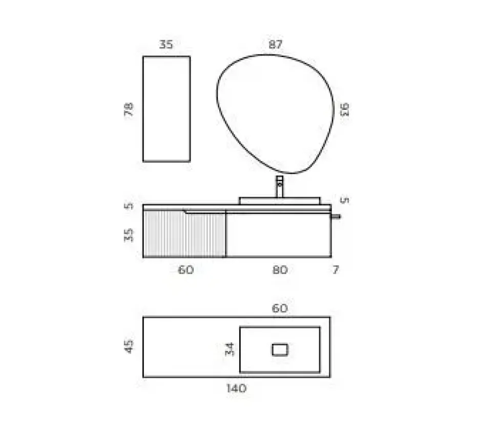 Mobile bagno Artigianale Canneto 140 IN OFFERTA OUTLET