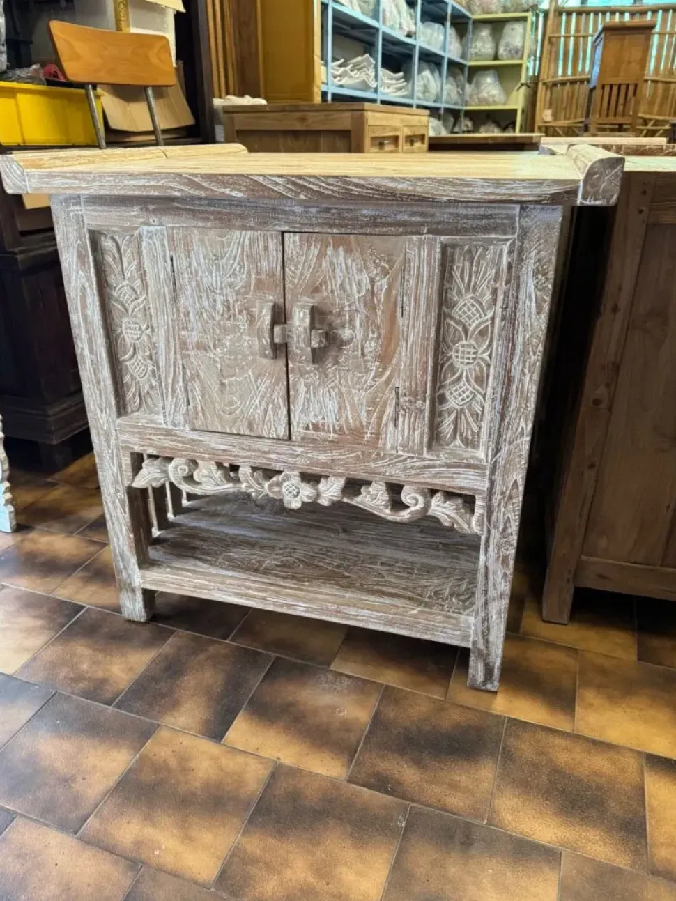 Mobile bagno design Mobile consolle bagno teak decapato di Outlet etnico in OFFERTA OUTLET - 33%