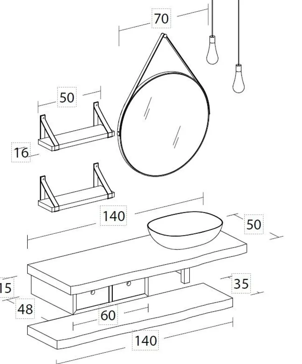 Mobile bagno Sospeso Life 03 Legnobagno a prezzo ribassato