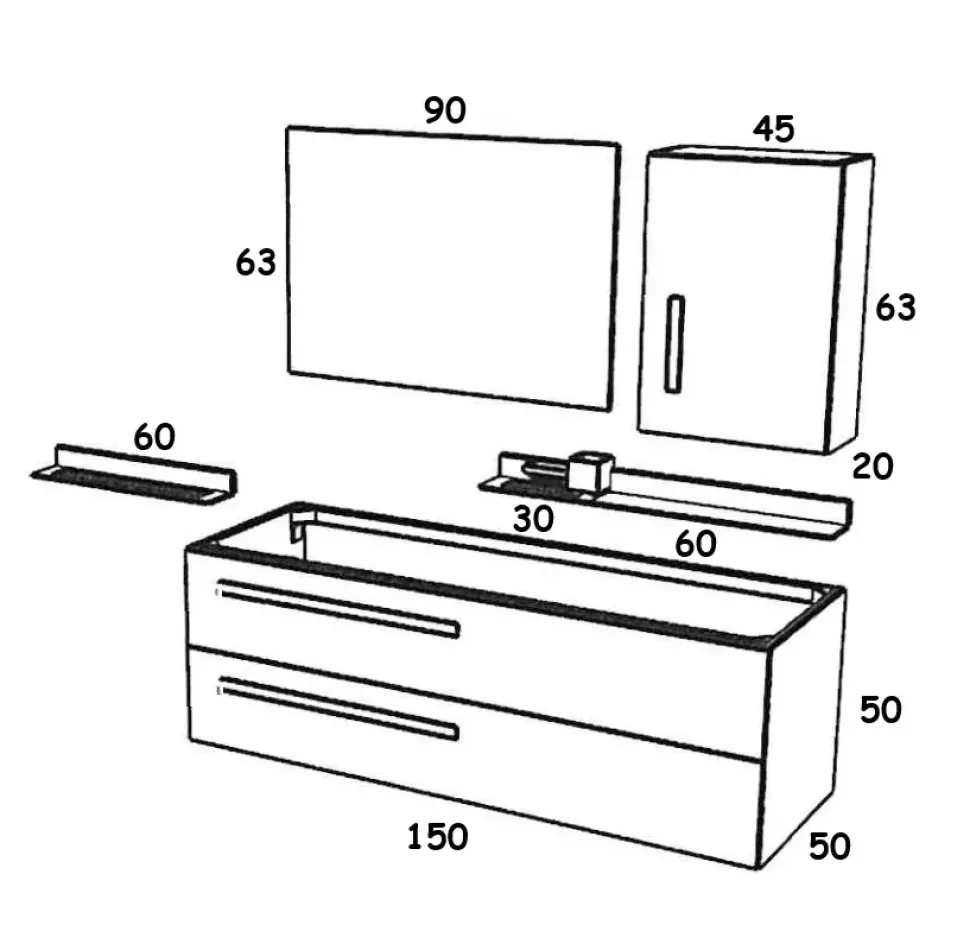 Mobile bagno Sospeso Monolith Ideal bagni scontato - 30%