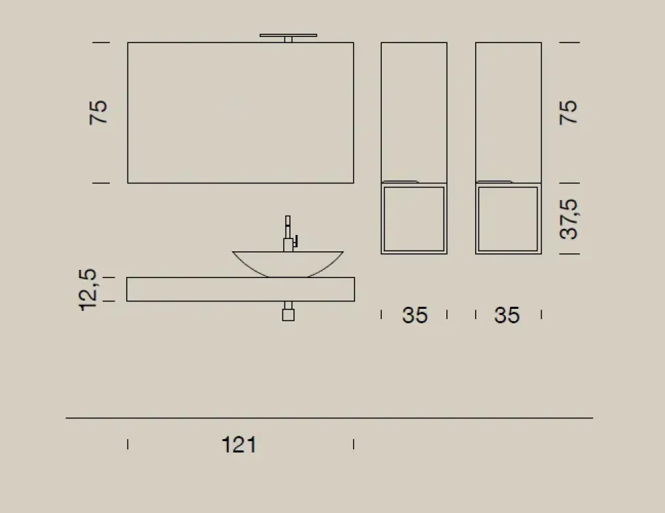 Mobile bagno Sospeso Up023 Compab a prezzo ribassato