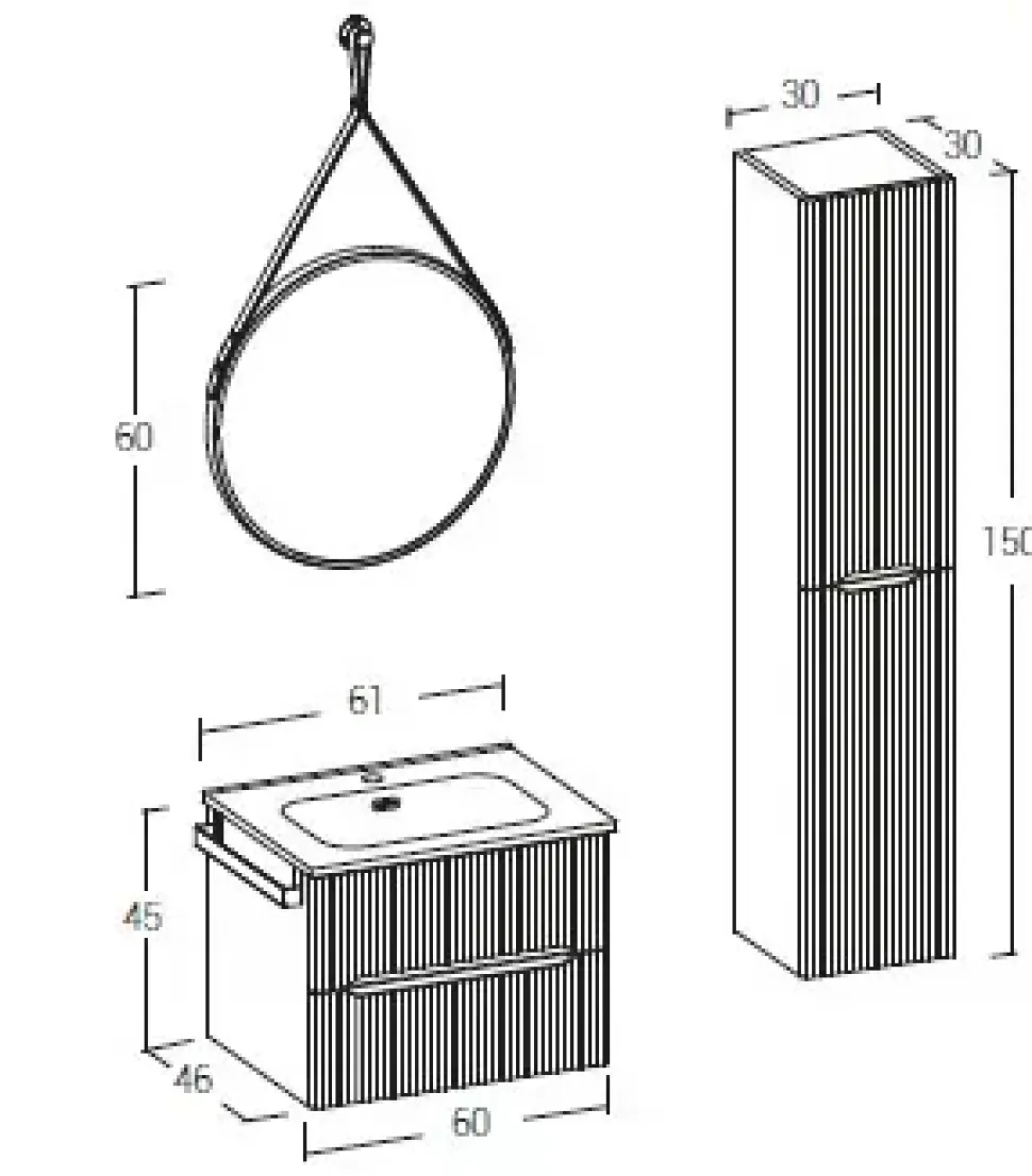 Mobile bagno Sospeso Verso 02 Legnobagno scontato - 50%