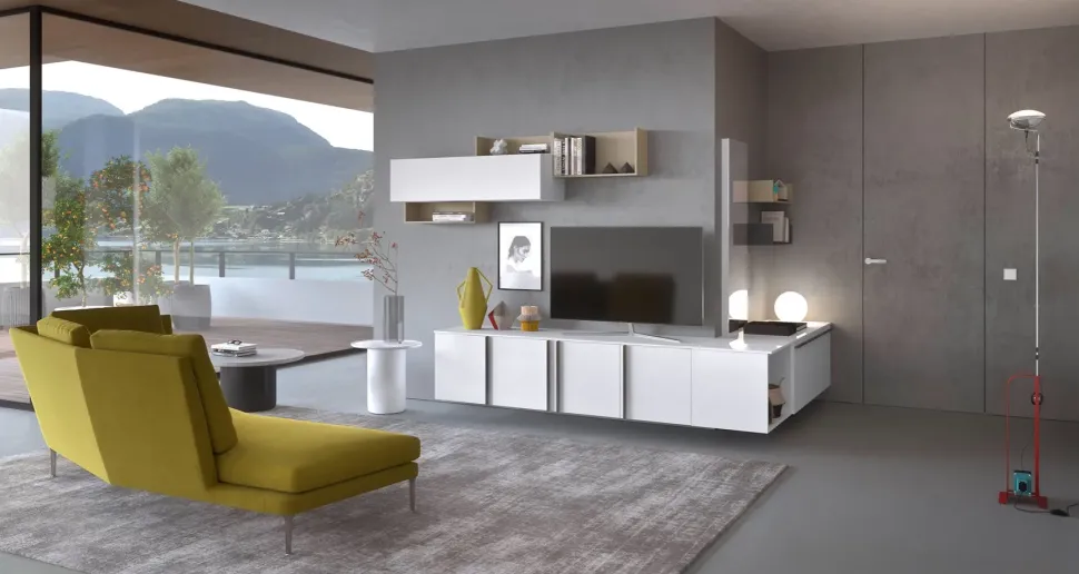 Mobile componibile Idea Mab in laminato lucido in Offerta Outlet