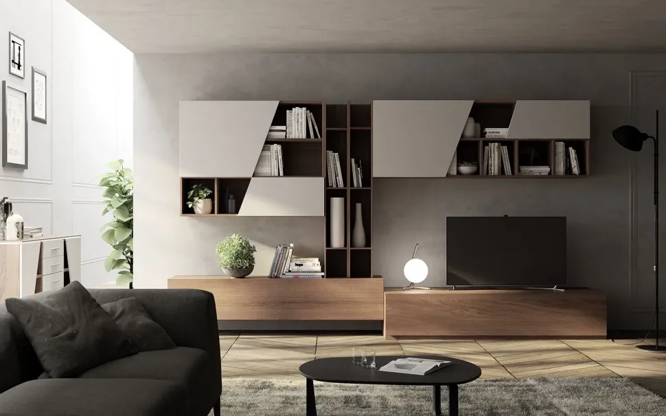 Mobile componibile in stile moderno Giessegi in laccato opaco Offerta Outlet