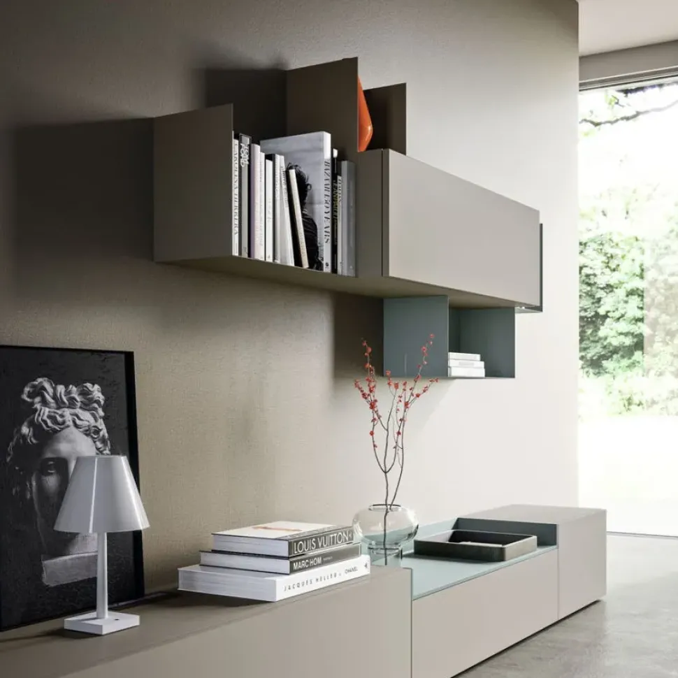 Mobile componibile System day Homes in laccato opaco in Offerta Outlet