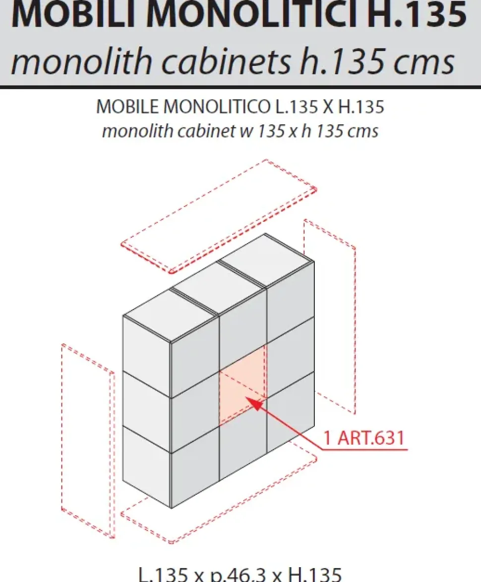 Mobile in legno Iulio monolitico Las mobili in offerta