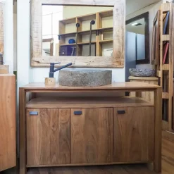 Mobile per la sala da bagno Nuovi mondi collection Mobiule bagno legnop di acacia india a prezzo scontato