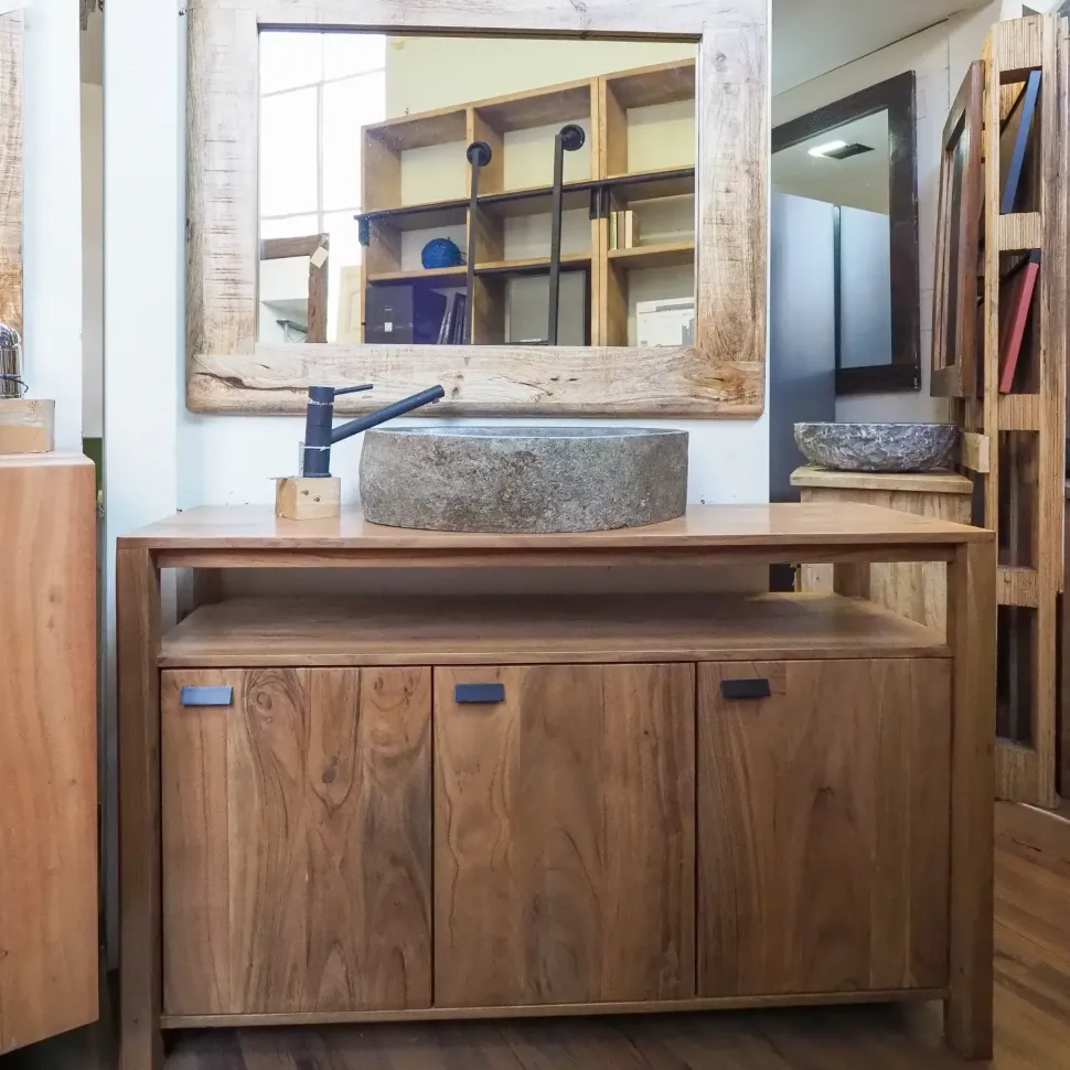 Mobile per la sala da bagno Nuovi mondi collection Mobiule bagno legnop di acacia india a prezzo scontato