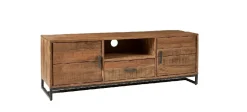 Mobile porta tv Mobile porta tv assemblato etnico in acacia naturale e ferro con 1 cassetto e 2 sportelli  di Outlet etnico con uno SCONTO IMPERDIBILE