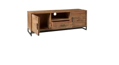 Mobile porta tv Mobile porta tv assemblato etnico in acacia naturale e ferro con 1 cassetto e 2 sportelli  di Outlet etnico con uno SCONTO IMPERDIBILE