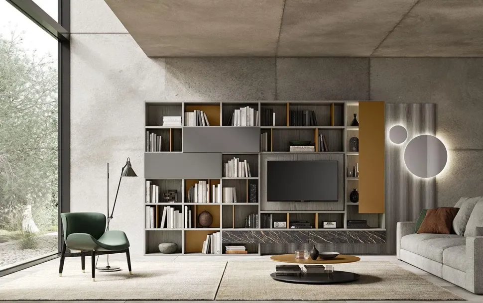 Mobile soggiorno modello Composizione horizon 1023 di Mobilgam scontato -30%